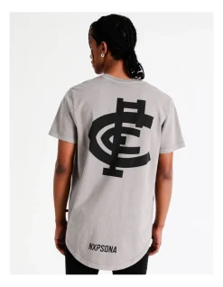 Nena & Pasadena Carlton Curved Hem Tee In Grey