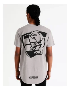 Nena & Pasadena Western Bulldogs Curved Hem Tee In Grey