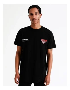 Nena & Pasadena Essendon Curved Hem Tee In Black