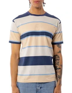 Russell Athletic Stripe Hungtingon Tee In Navy