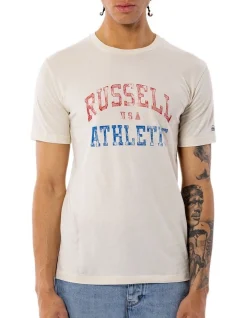 Russell Athletic Two Tone Tee In Beige