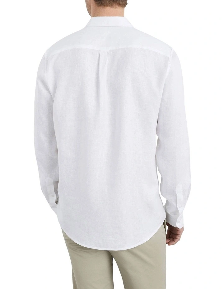French Connection Linen Classic Fit Shirt In White - Image 3