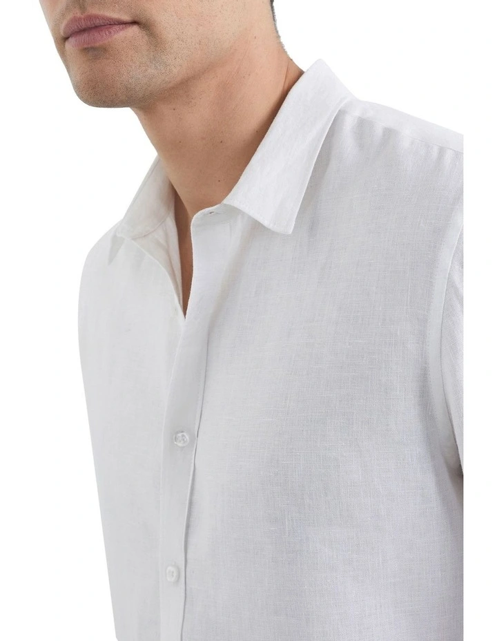 French Connection Linen Classic Fit Shirt In White - Image 5