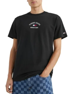 Tommy Jeans Flocked Flag Classic Fit T-Shirt In Black