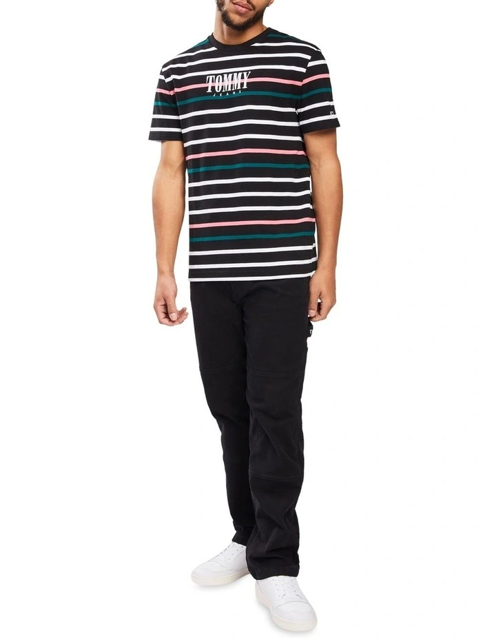 Tommy Jeans Serif Stripe Tee In Black 2 Tommy Jeans Serif Stripe Tee In Black - Image 2