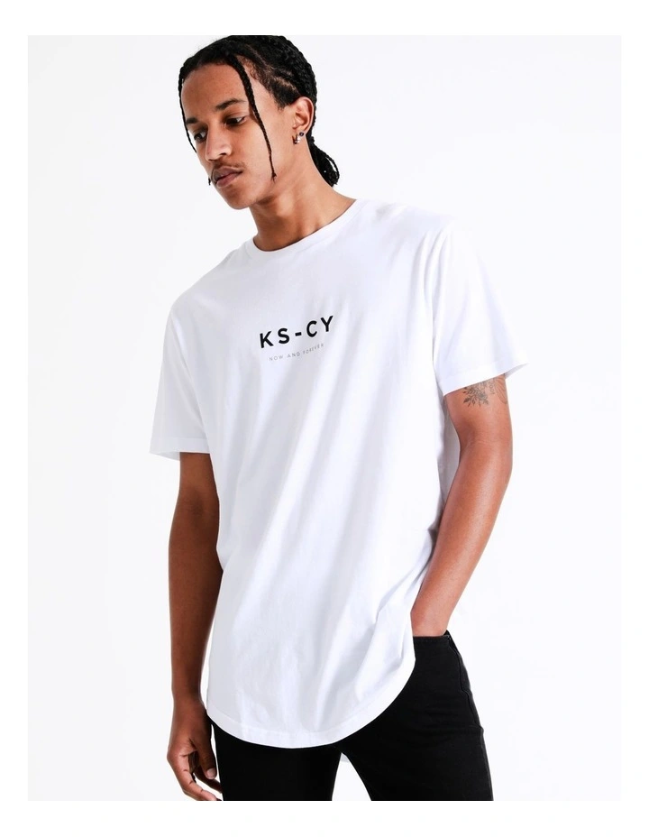 KSCY Now And Forever Dual Scoop T-Shirt In White 1 KSCY Now And Forever Dual Scoop T-Shirt In White