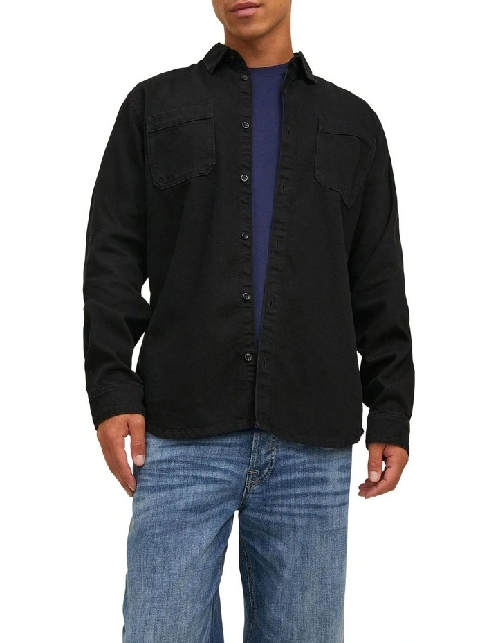 Jack & Jones Jeff Long Sleeve Shirt In Black Denim 1 Jack & Jones Jeff Long Sleeve Shirt In Black Denim