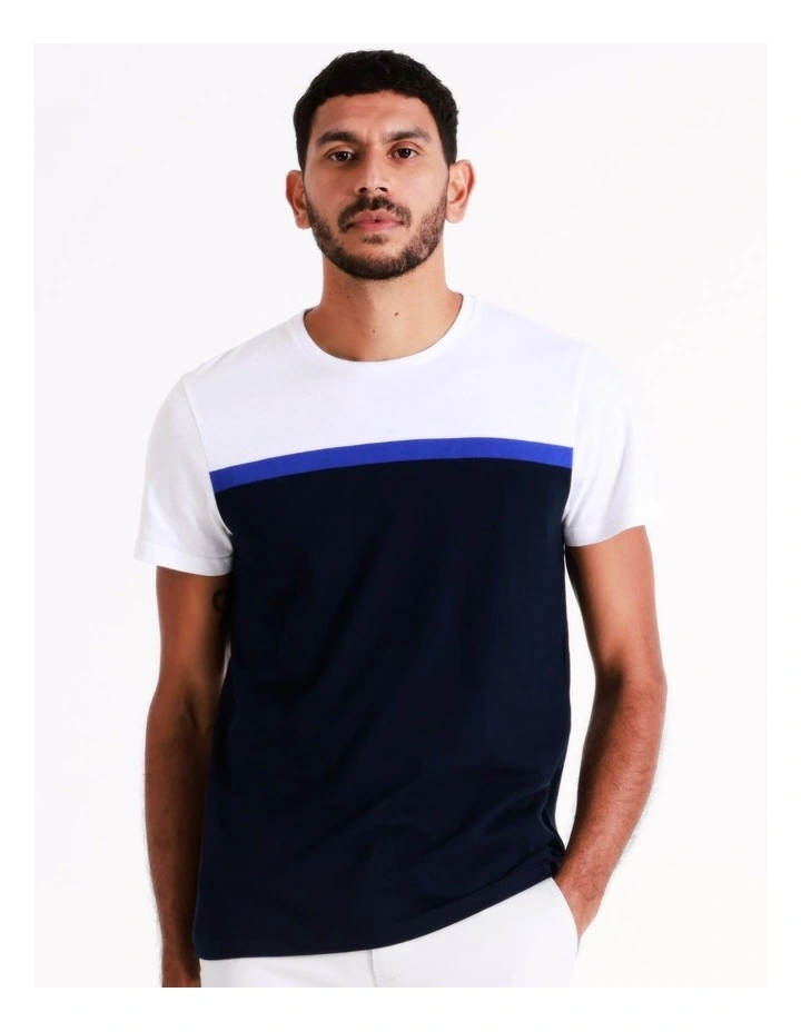 Blaq Sid Short Sleeve Engineered Stripe Tee In Blue - Image 2