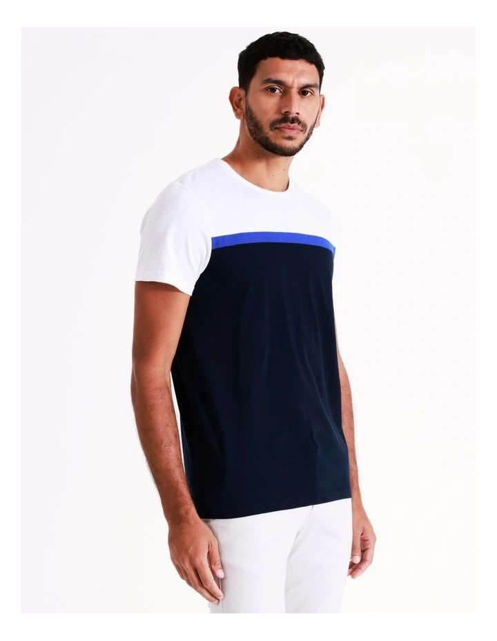 Blaq Sid Short Sleeve Engineered Stripe Tee In Blue - Image 3