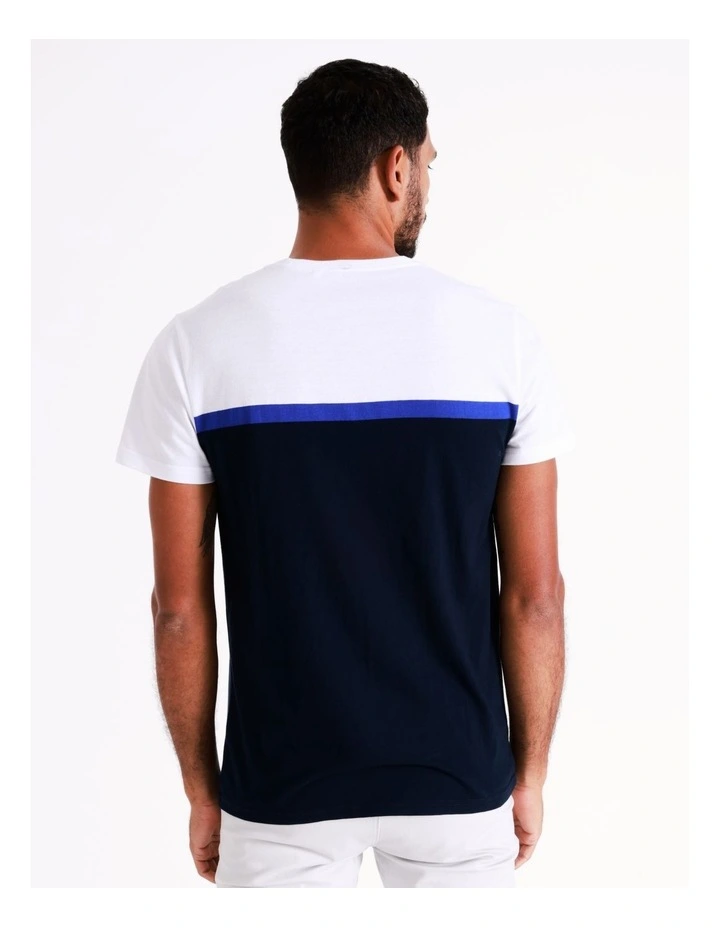 Blaq Sid Short Sleeve Engineered Stripe Tee In Blue - Image 4