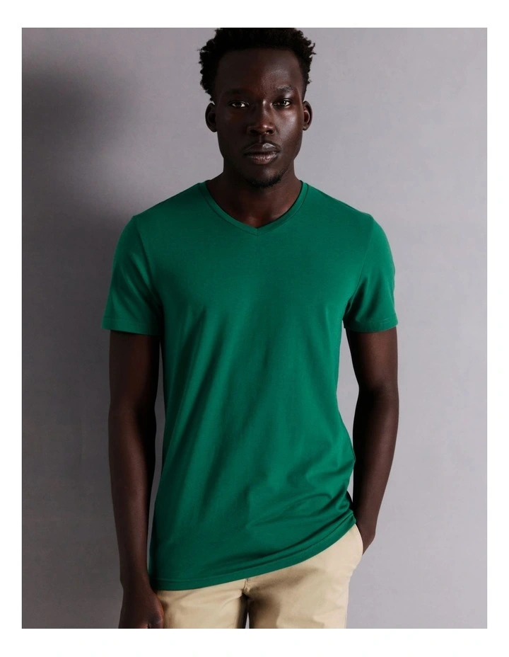 Blaq Tenerife V Neck Tee In Green - Image 2