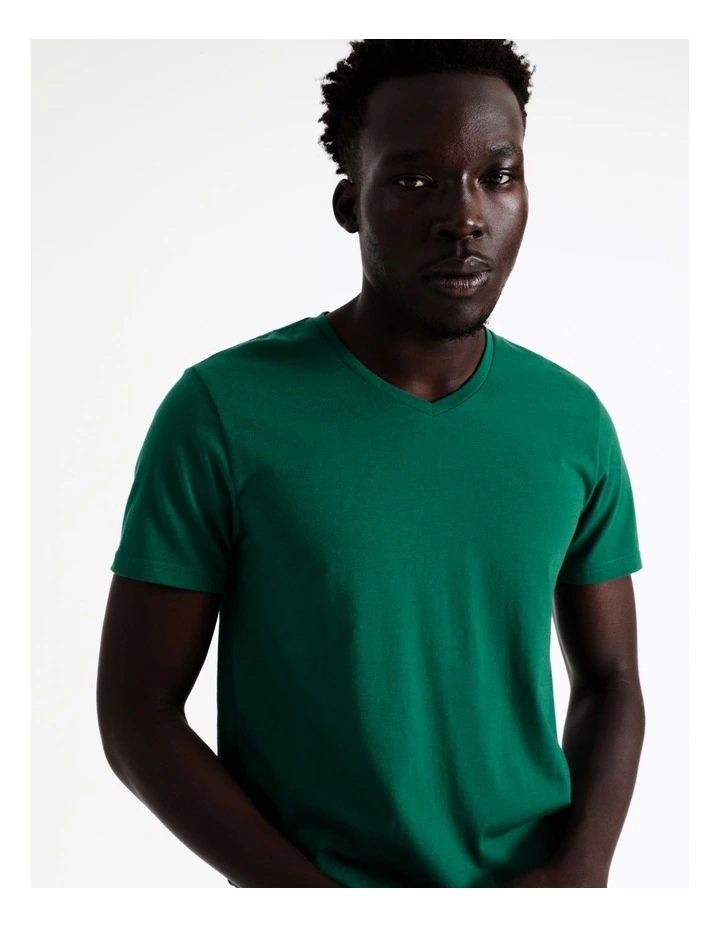 Blaq Tenerife V Neck Tee In Green - Image 4