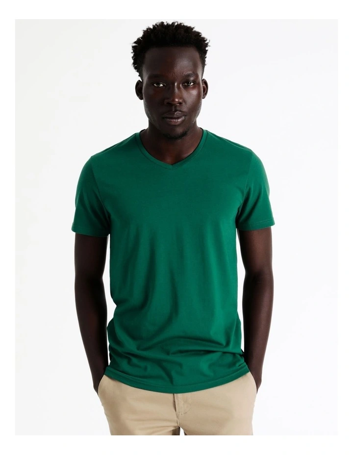 Blaq Tenerife V Neck Tee In Green - Image 5
