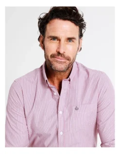 Reserve Harris Long Sleeve Stripe Shirt In Red