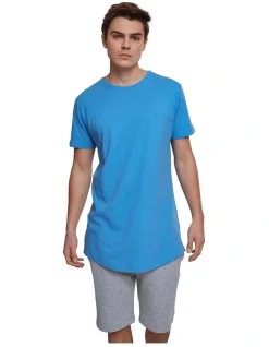 URBAN CLASSICS Shaped Long Tee In Horizon Blue