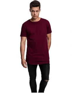 URBAN CLASSICS Mens Shaped Long Tee In Port