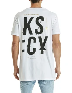 KSCY Worried Step Hem Tee In White