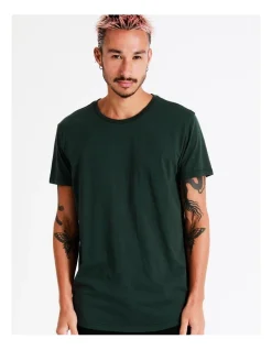 Kenji Hadspen Drop Shoulder Curved Tee In Green