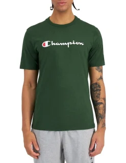 Champion Script Short Sleeve Tee In Green