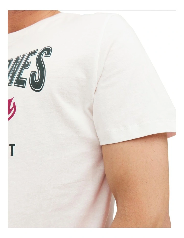 Jack & Jones Logo Short Sleeve O-Neck Tee Shirt In Cloud Dancer - Image 3