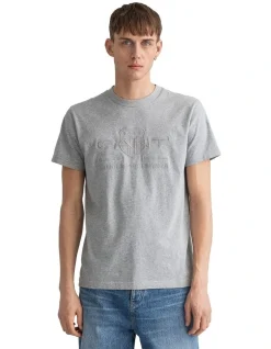 Gant Tonal Archive Shield T-Shirt In Grey Melange