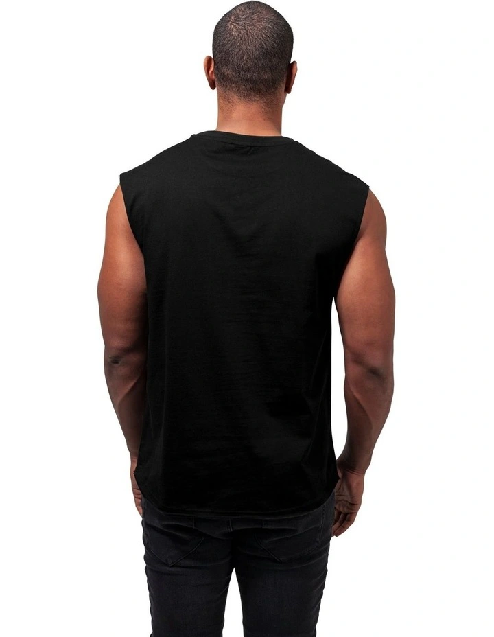 URBAN CLASSICS Open Edge Sleeveless Tee In Black