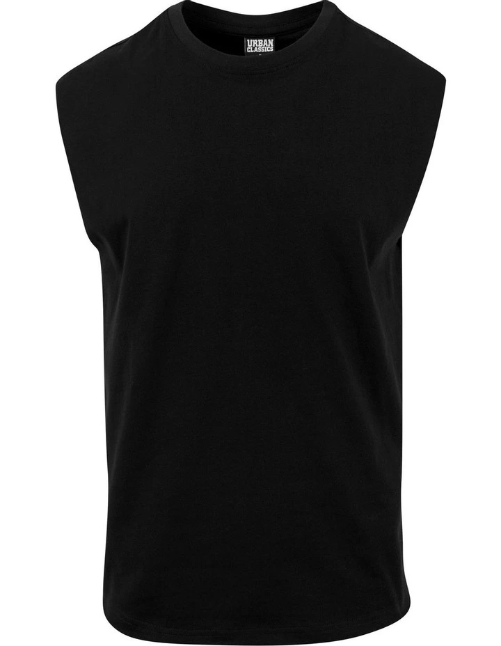 URBAN CLASSICS Open Edge Sleeveless Tee In Black - Image 4