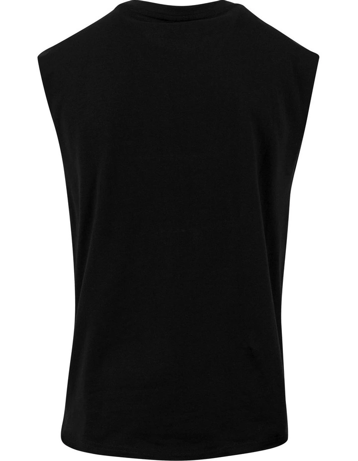 URBAN CLASSICS Open Edge Sleeveless Tee In Black - Image 5