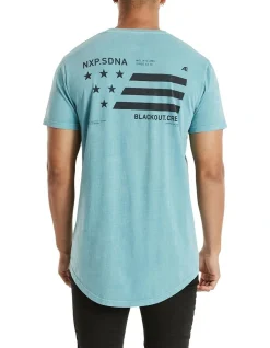 Nena & Pasadena Torpedo Cape Back Tee In Aqua