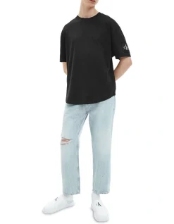 Calvin Klein Jeans Monologo Badge Oversized Tee In Black