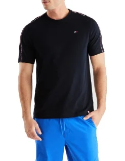 Tommy Hilfiger Piping Short Sleeve Tee In Blue