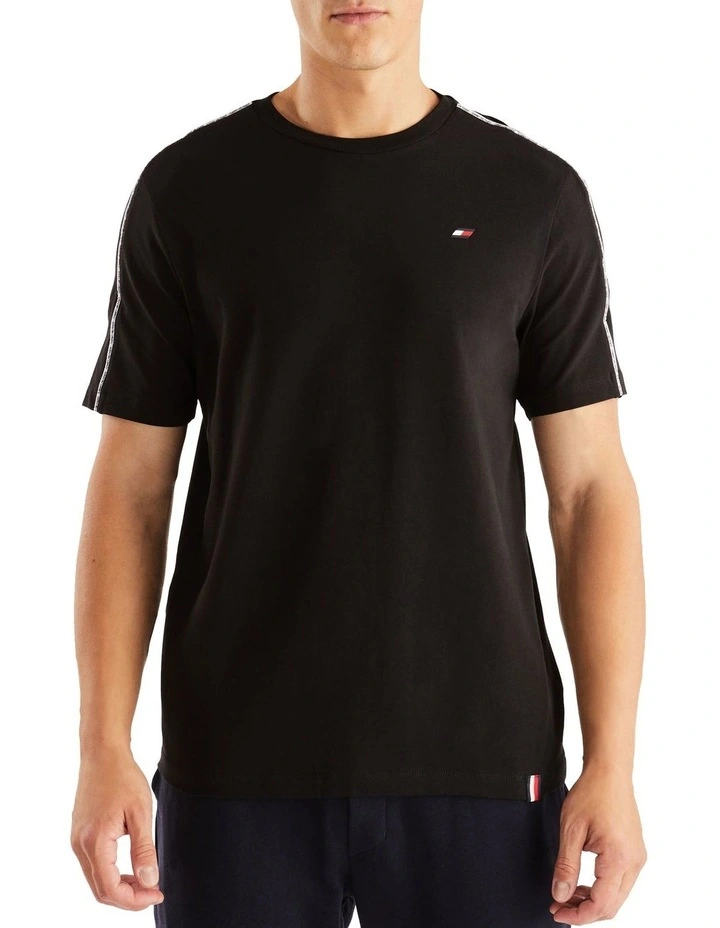 Tommy Hilfiger Piping Short Sleeve Tee In Black