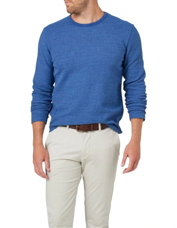 Blazer Waffle Knit Long Sleeve Tee In Cobalt Melange