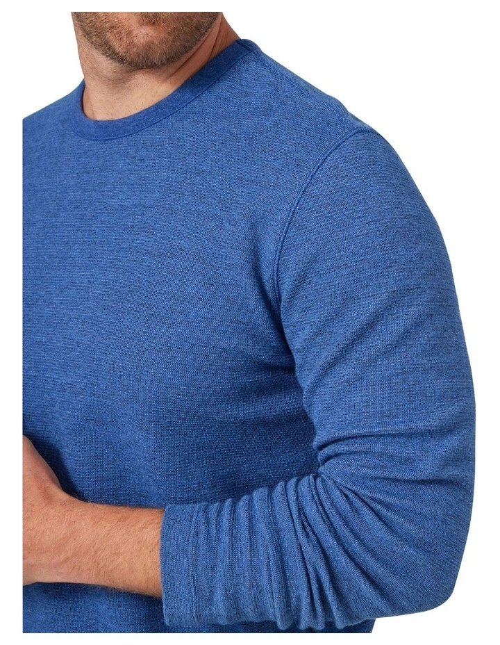 Blazer Waffle Knit Long Sleeve Tee In Cobalt Melange - Image 4