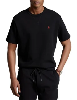 Polo Ralph Lauren Double-Knit Short-Sleeve Sweatshirt In Black