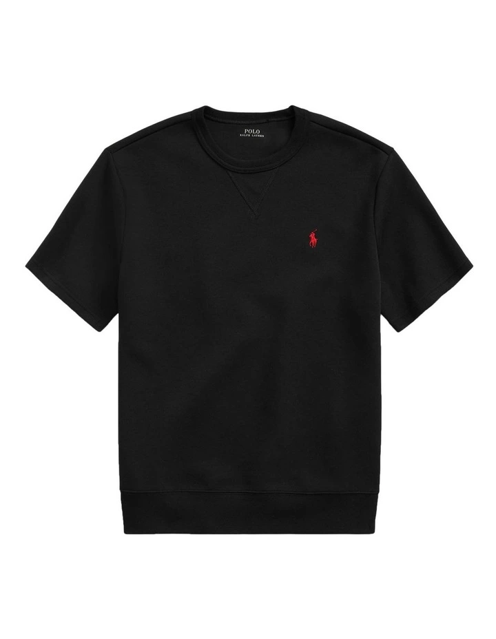 Polo Ralph Lauren Double-Knit Short-Sleeve Sweatshirt In Black - Image 4