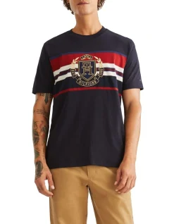 Tommy Hilfiger Icon Crest Stripe Tee In Blue