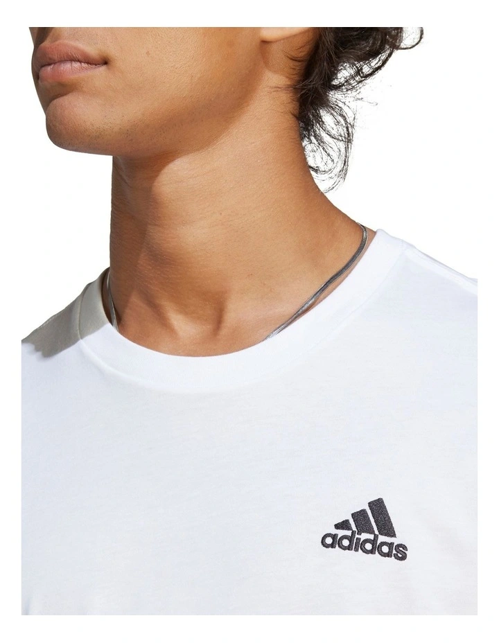 ADIDAS Essentials Single Jersey Embroidered Small Logo T-Shirt In White - Image 4