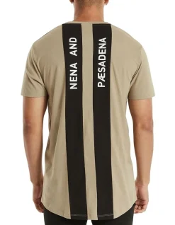 Nena & Pasadena Parallel Cape Back Tee In Taupe