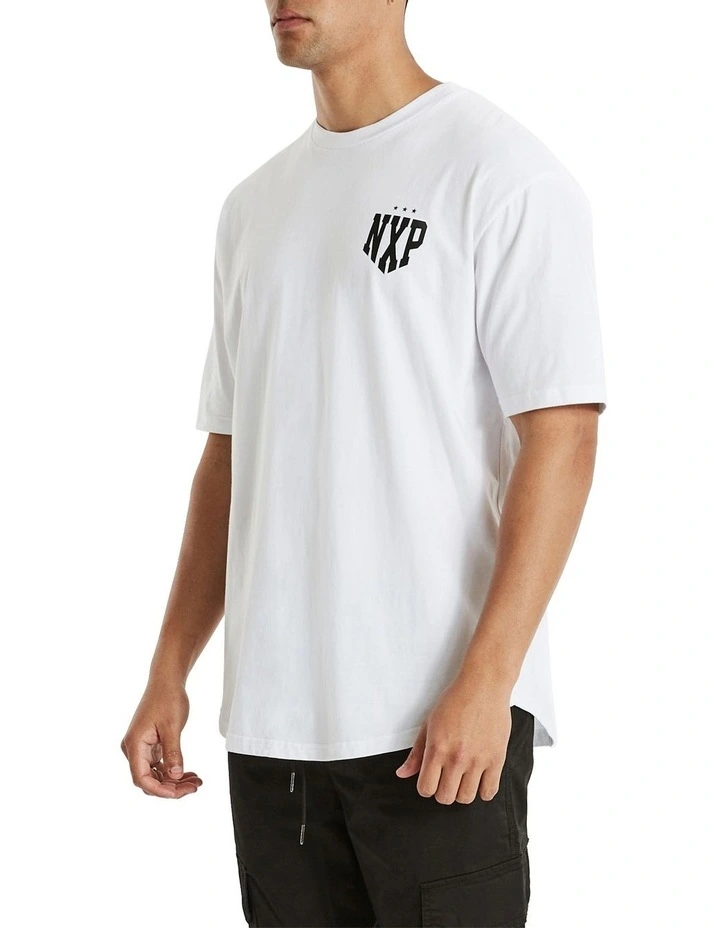 Nena & Pasadena Tri-Star Box Fit Scoop Tee In White - Image 2