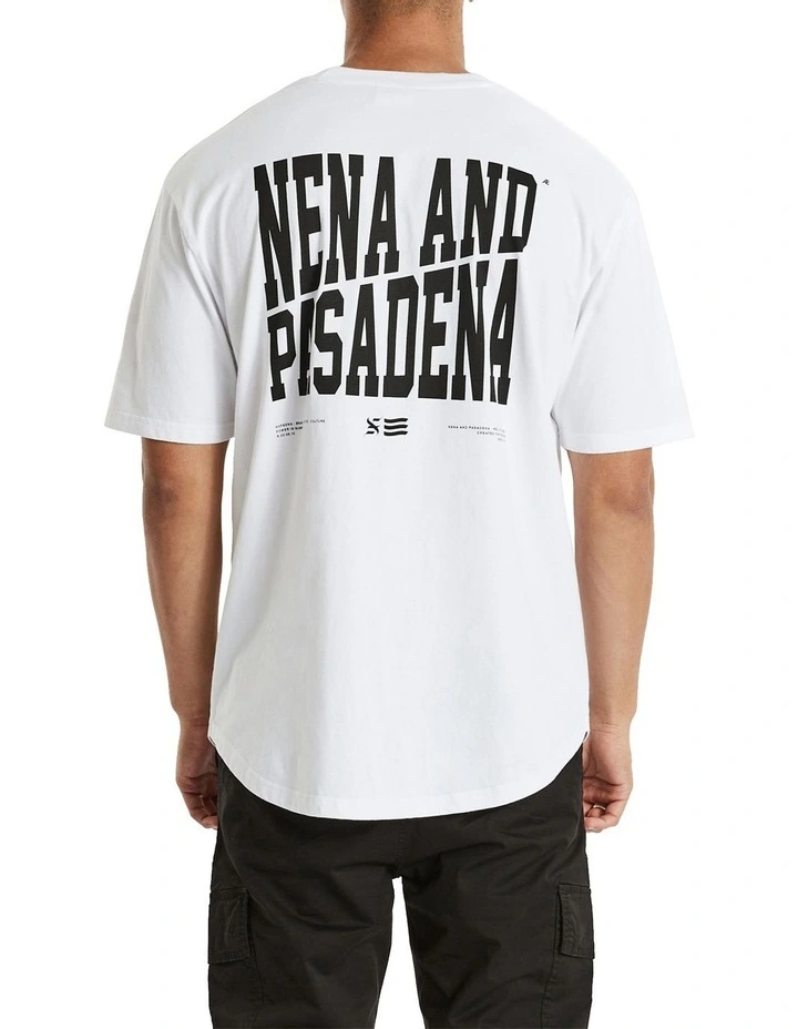 Nena & Pasadena Tri-Star Box Fit Scoop Tee In White - Image 3