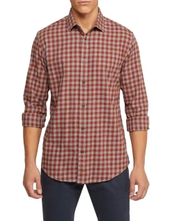 Oxford Stratton Flannel Check Shirt In Brown