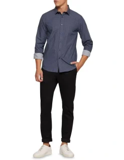 Oxford Kenton Printed Shirt In Navy