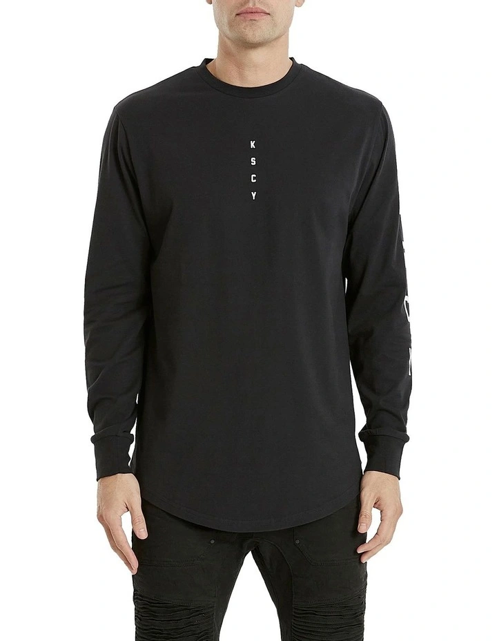 KSCY Miramar Dual Curved Long Sleeve Tee In Black - Image 3