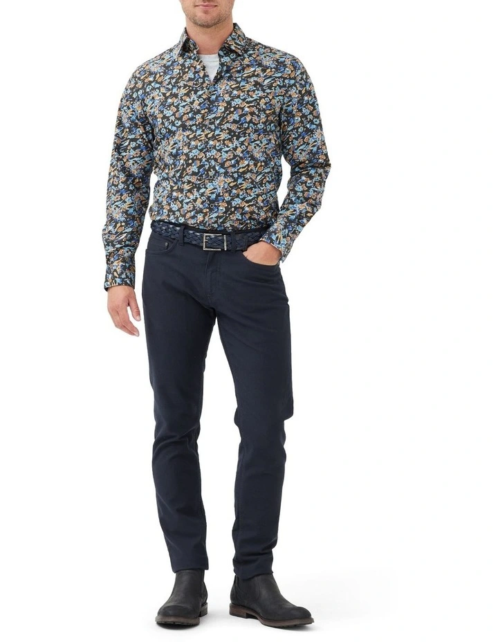 Rodd & Gunn Torrance Street Long Sleeve Sports Fit Shirt In Blue - Image 3