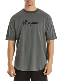 Nena & Pasadena Commander Box Fit Scoop Tee In Grey