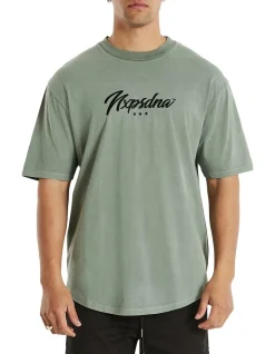 Nena & Pasadena Commander Box Fit Scoop Tee In Khaki