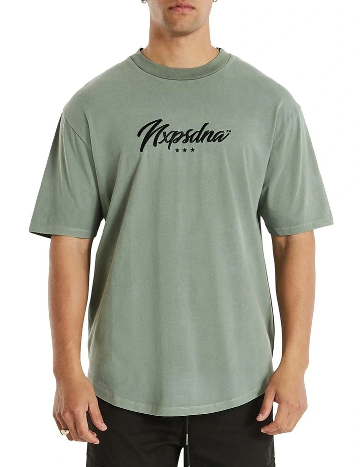 Nena & Pasadena Commander Box Fit Scoop Tee In Khaki