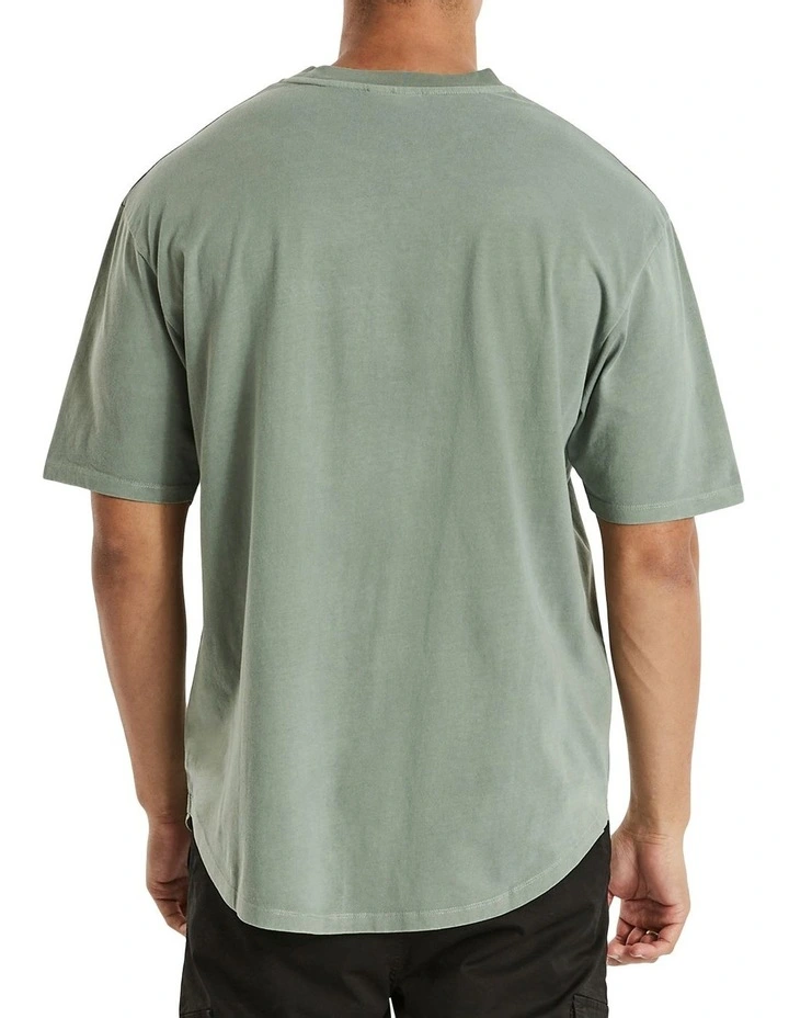 Nena & Pasadena Commander Box Fit Scoop Tee In Khaki - Image 2