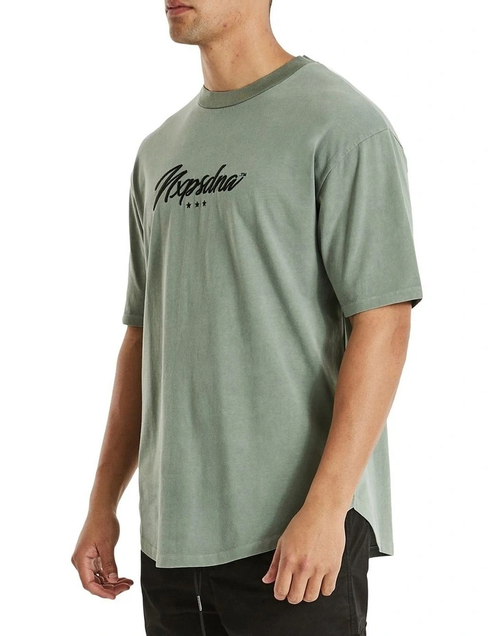 Nena & Pasadena Commander Box Fit Scoop Tee In Khaki - Image 3